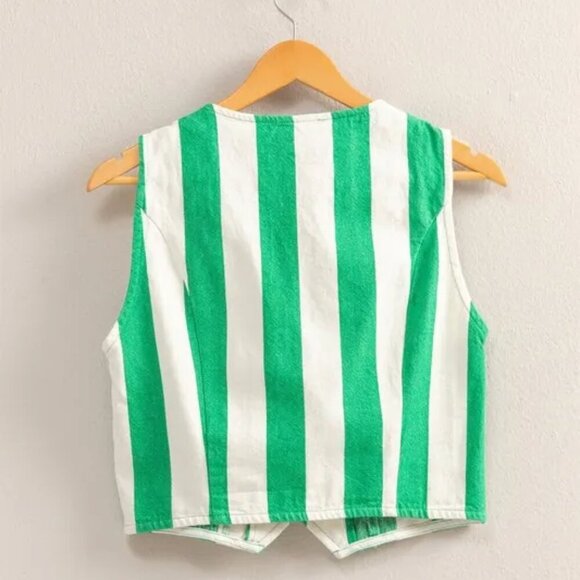 HYFVE Woven Striped V-Neck Button Down Vest - Picture 2 of 3